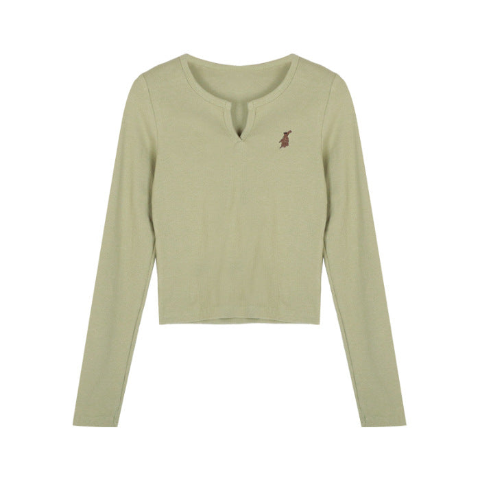 Damen Cropped Langarmshirt aus Baumwolle Eveloria