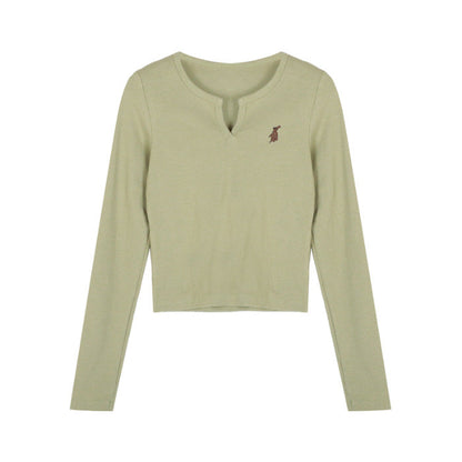Damen Cropped Langarmshirt aus Baumwolle Eveloria