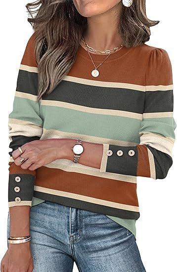 Damen Pullover Lässig Knopfdetails Eveloria