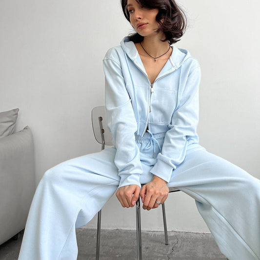 Damen Hoodie und Jogginghose Set aus Baumwolle Schwarz - Eveloria
