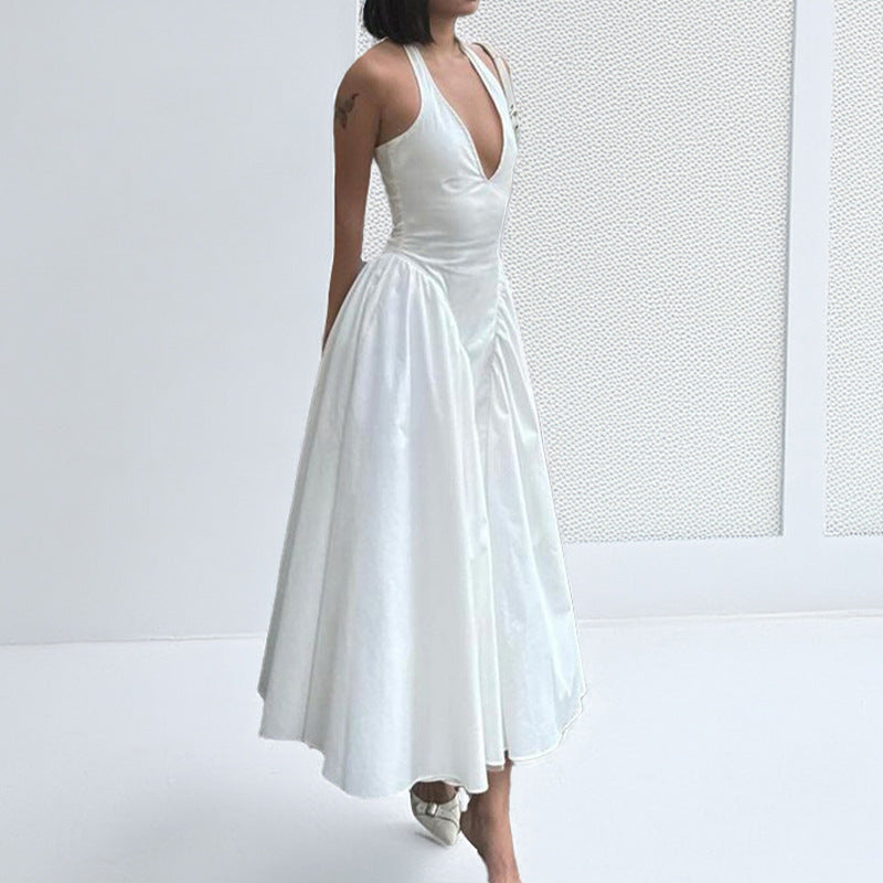 Damen Abendkleid V-Ausschnitt Voluminöser Rock Eveloria