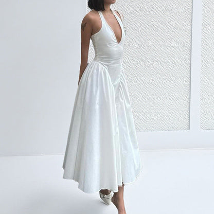 Damen Abendkleid V-Ausschnitt Voluminöser Rock Eveloria