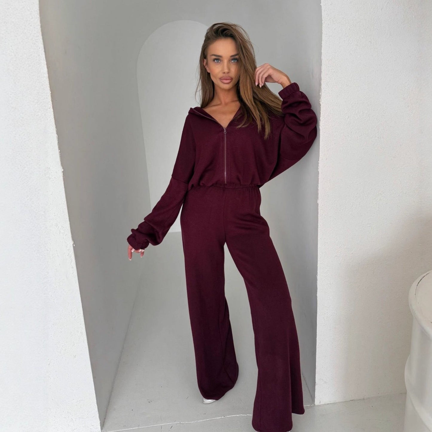 Damen Pyjama-Anzug Langbein Kapuze Eveloria