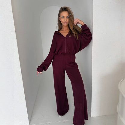 Damen Pyjama-Anzug Langbein Kapuze Eveloria