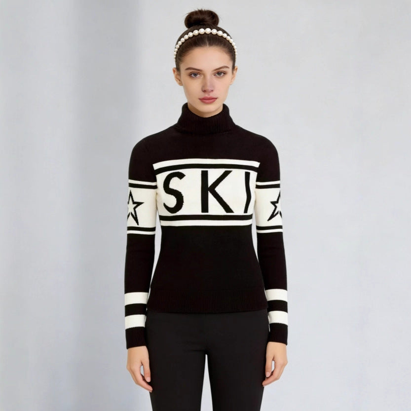 Damen Sportpullover Hochkragen Ski-Design Eveloria