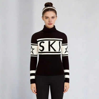 Damen Sportpullover Hochkragen Ski-Design Eveloria