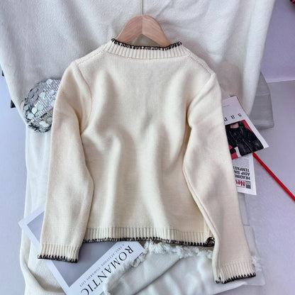 Damen Strickjacke Klassisch mit Kontrastnähten und Taschen
