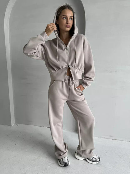 Damen Sport Set Cropped Hoodie und Jogginghose Eveloria