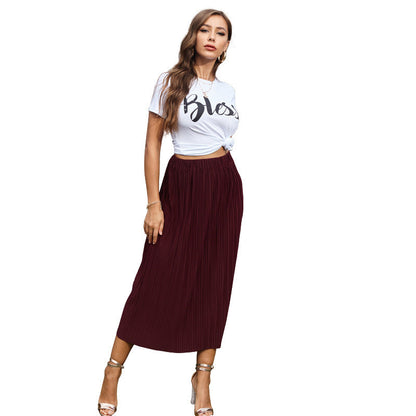 Damen Maxirock Plissee Elastischer Bund Eveloria