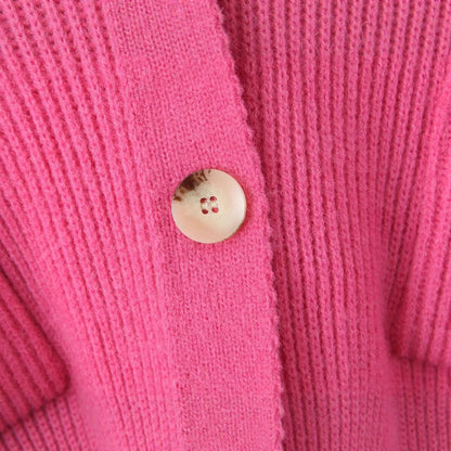 Damen Kuschelige Strickjacke mit Kapuze und Knopfverschluss