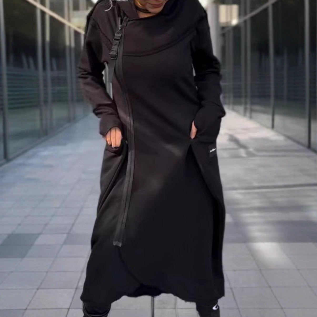 Damen Kapuzenkleid mit Taschen Urban Style Eveloria