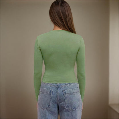 Damen Langarmoberteil Figurbetont Cut-Out-Design Eveloria