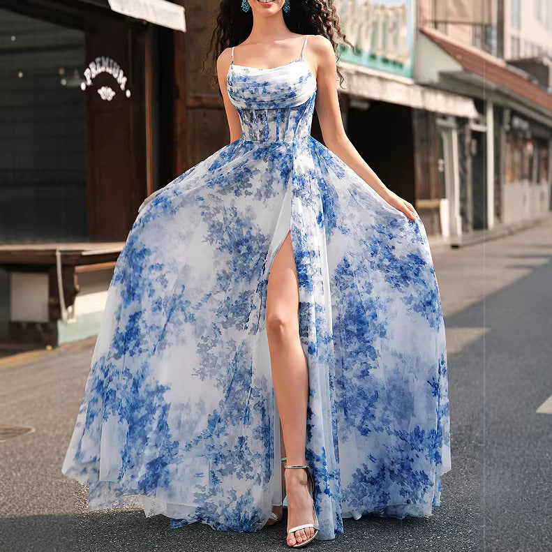 Damen Maxikleid Florales Muster Schwingender Rock - Eveloria