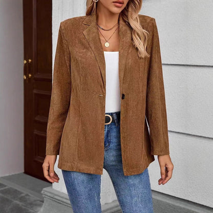 Damen Blazer Samtweich Struktur Oberfläche Schwarz Eveloria - Eveloria