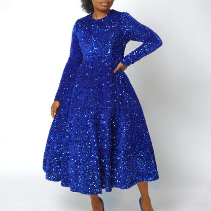 Damen Abendkleid Lang Glitzernd Eveloria