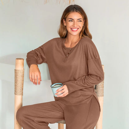 Damen Lounge-Kombinationsset Waffelmaterial Weit Schnitt