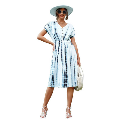 Damen Wickelkleid Sommer Tie-Dye-Muster Eveloria