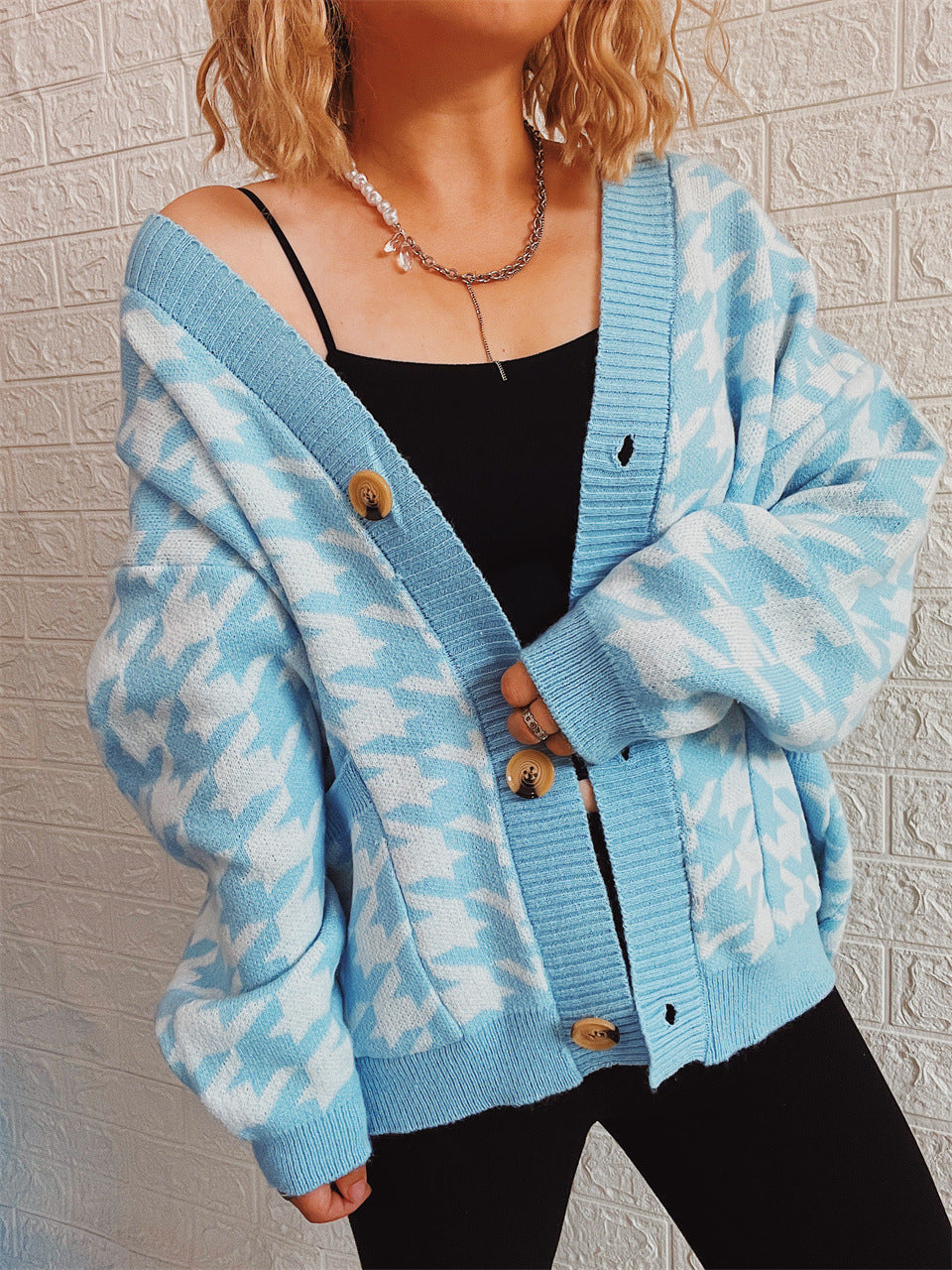 Damen Strickjacke Hundemuster Modern Eveloria