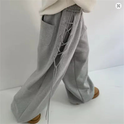 Damen High-Waist-Hose Weite Schnitt mit Schnürdetails Eveloria
