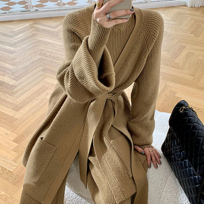 Damen Strickensemble Weit Schnitt Luxusmaterial
