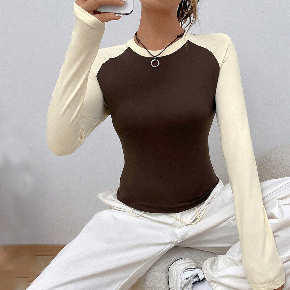 Damen Langarmshirt Raglan-Design Figurbetonend Eveloria