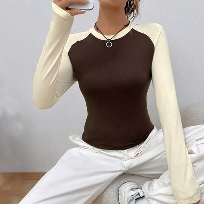 Damen Langarmshirt Raglan-Design Figurbetonend Eveloria