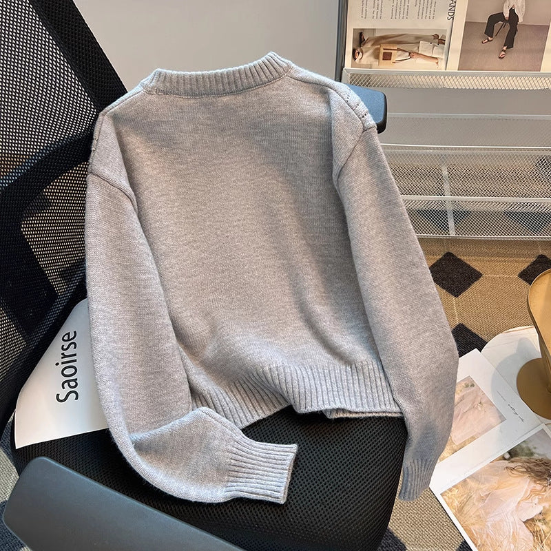 Damen Strickpullover Sportlich Dekorativer Reißverschluss Eveloria