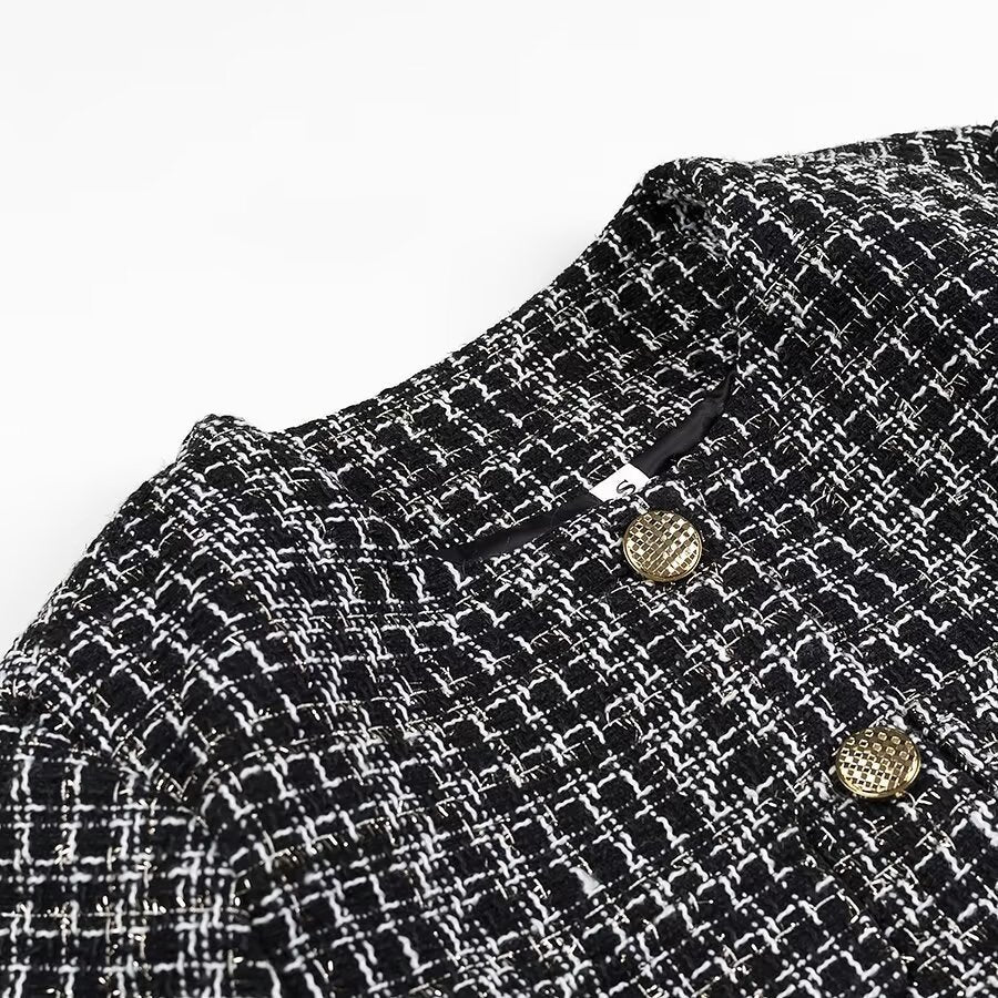 Damen Bouclé-Jacke Knöpfe Eveloria