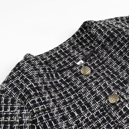 Damen Bouclé-Jacke Knöpfe Eveloria