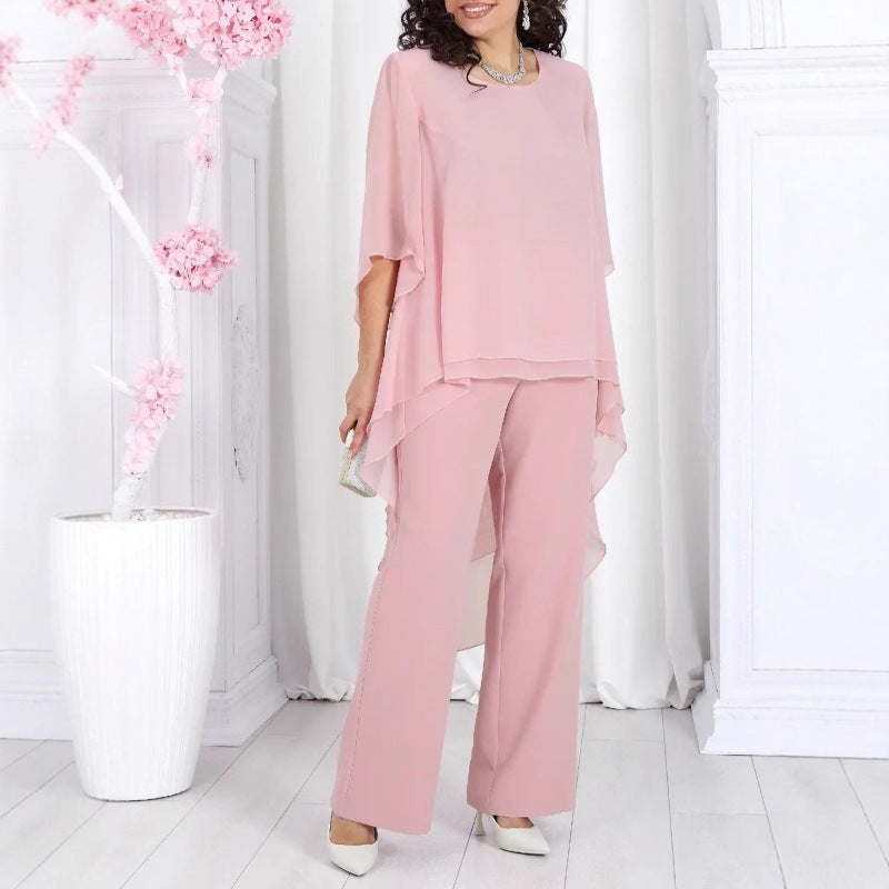 Damen Tunika mit transparenter Überlagerung und elegante Hose