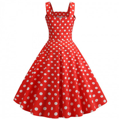 Damen Swingkleid Punkte Tailliert