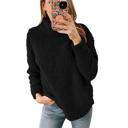 Damen Fleece-Pullover Hochkragen Strukturiert Grau Eveloria - Eveloria