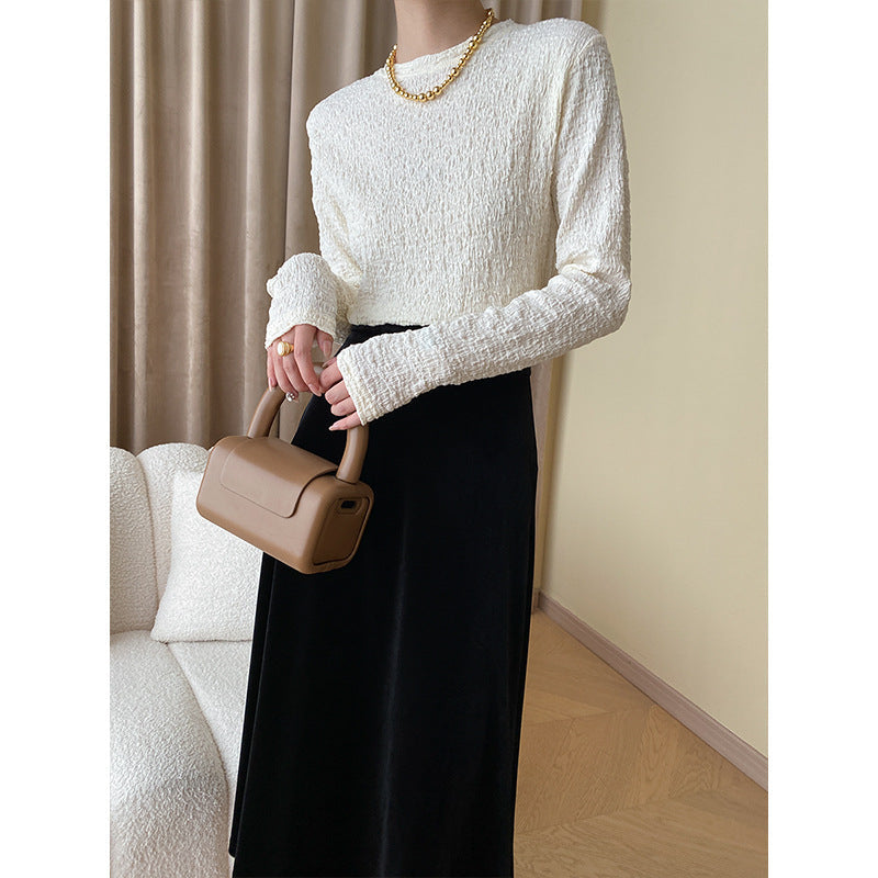 Damen Strickpullover Strukturiert Hochgeschlossen Beige Eveloria