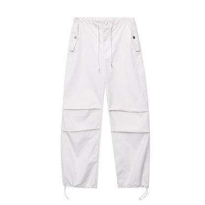 Damen Stoffhose Elastischer Bund Seitentaschen Beige