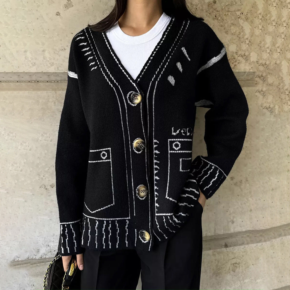 Damen Strickjacke Grafisches Muster Eveloria - Eveloria