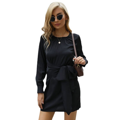 Damen Wickelkleid Langärmlig mit Schleife Eveloria