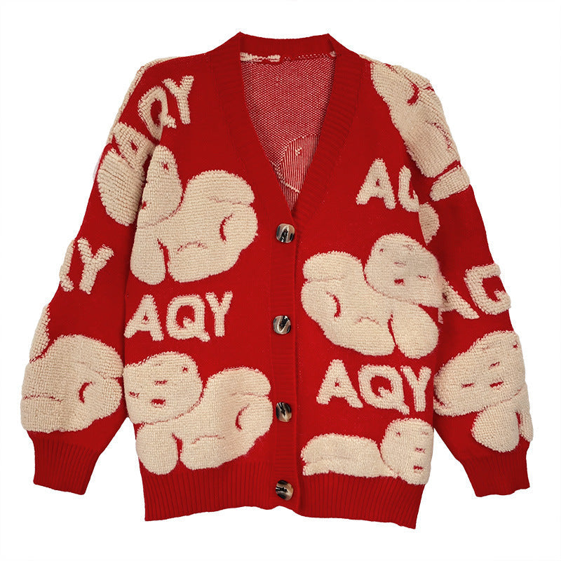 Damen Strickjacke Kuschelig Großes Schriftmotiv Eveloria