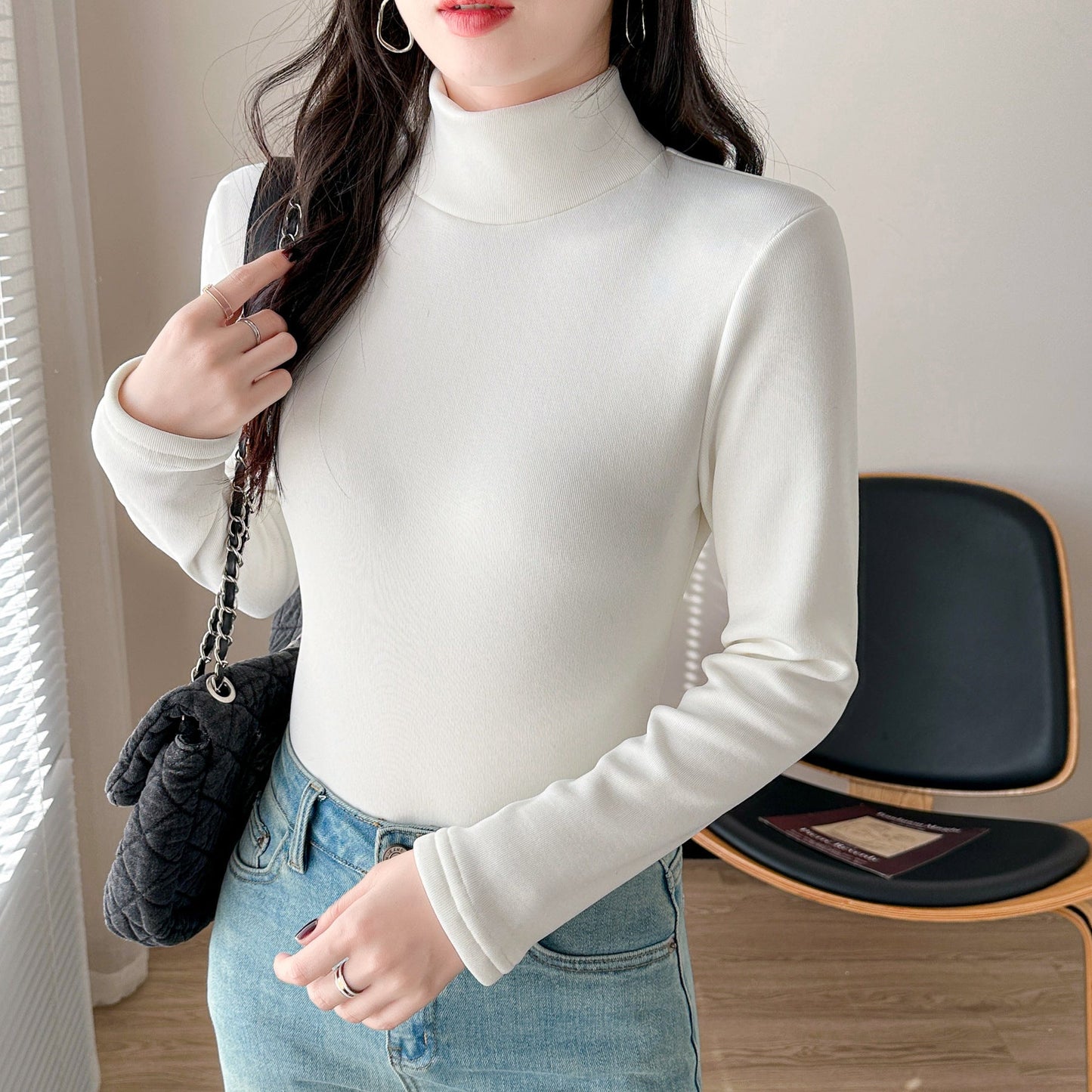 Damen Rollkragenpullover Langärmlig Eveloria