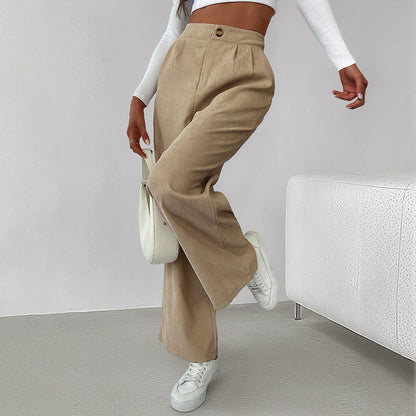 Damen Cropped Langarmshirt und Culotte-Hose Baumwolle Beige