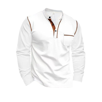 Herren Langarm-Shirt mit Kragen und Brusttasche Eveloria