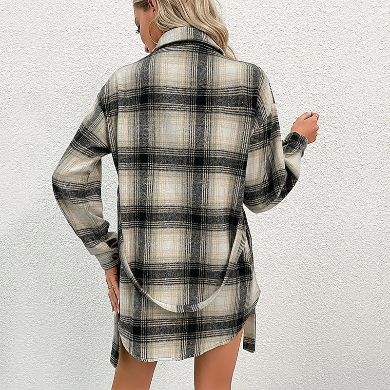 Damen Langarmhemd Taillengürtel Karomuster Bluse Eveloria