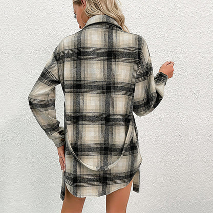 Damen Langarmhemd Taillengürtel Karomuster Bluse Eveloria