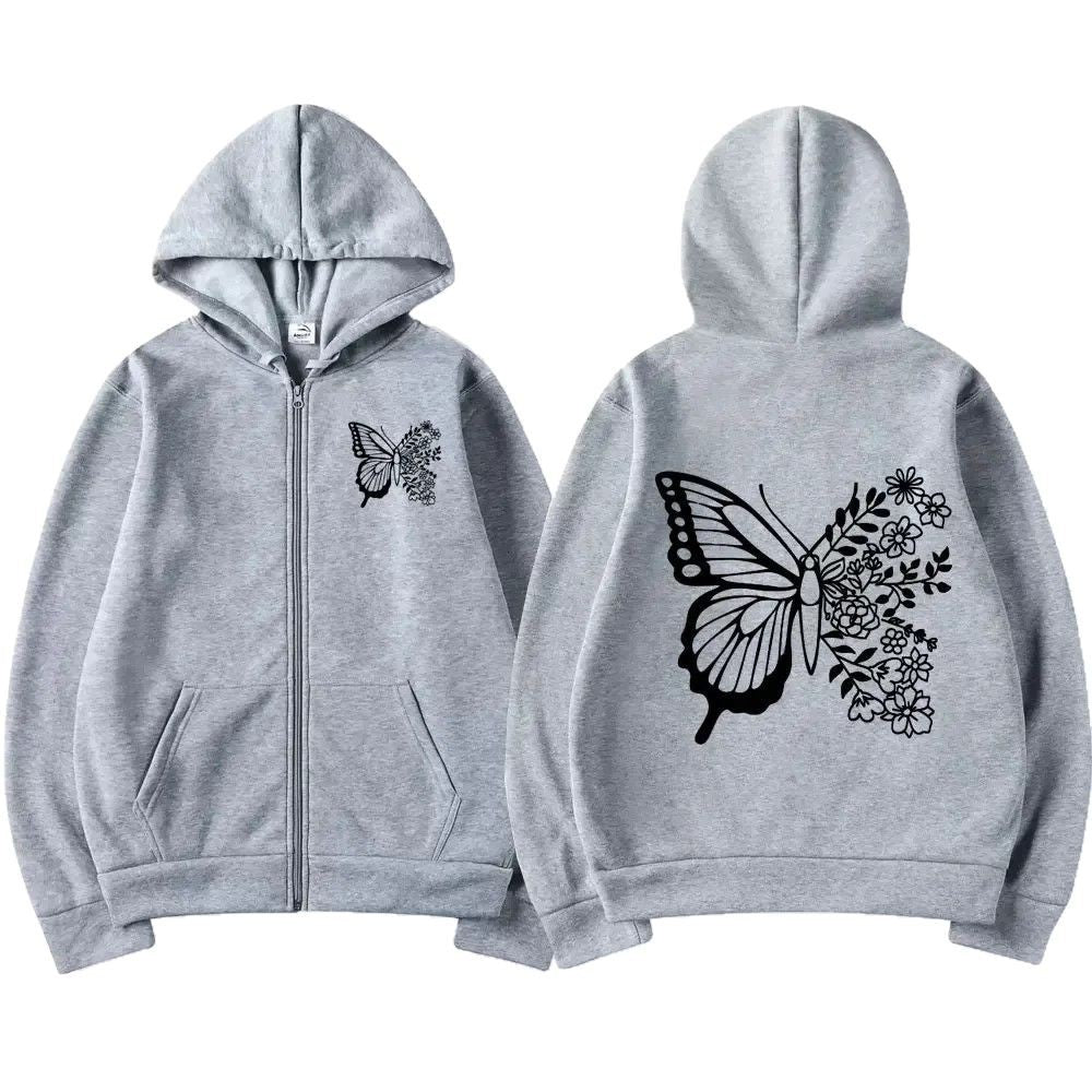 Damen Kapuzenpullover Floralmuster Kängurutasche