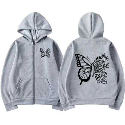 Damen Kapuzenpullover Floralmuster Kängurutasche