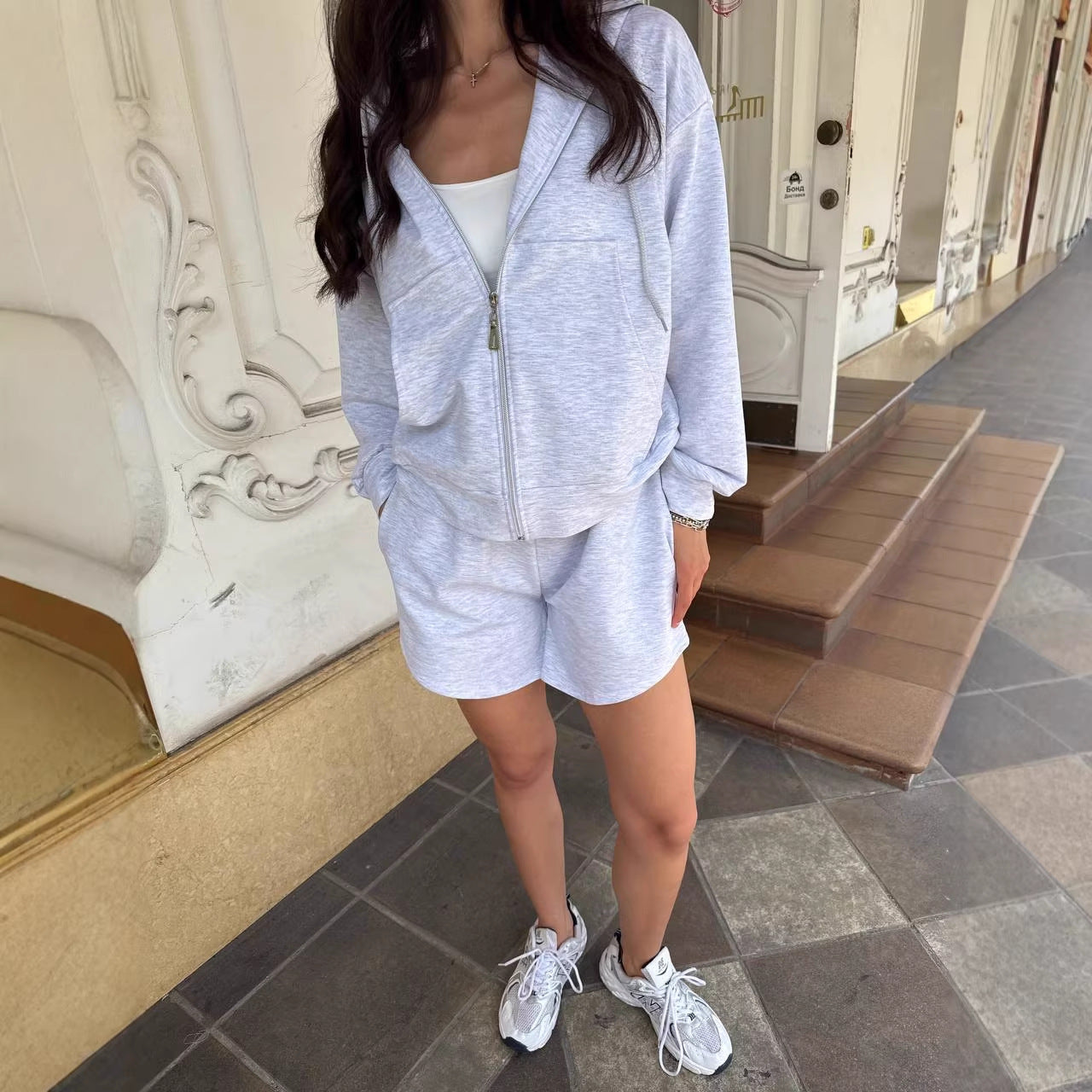 Damen Lässiges Hoodie Shorts Set Eveloria