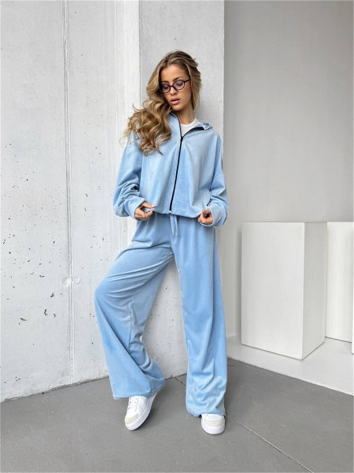 Damen Lounge-Set mit lockerer Jacke und weiten Hosen Eveloria