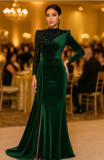 Damen Abendkleid Schimmerndes Oberteil Raffinierte Drapierung Eveloria