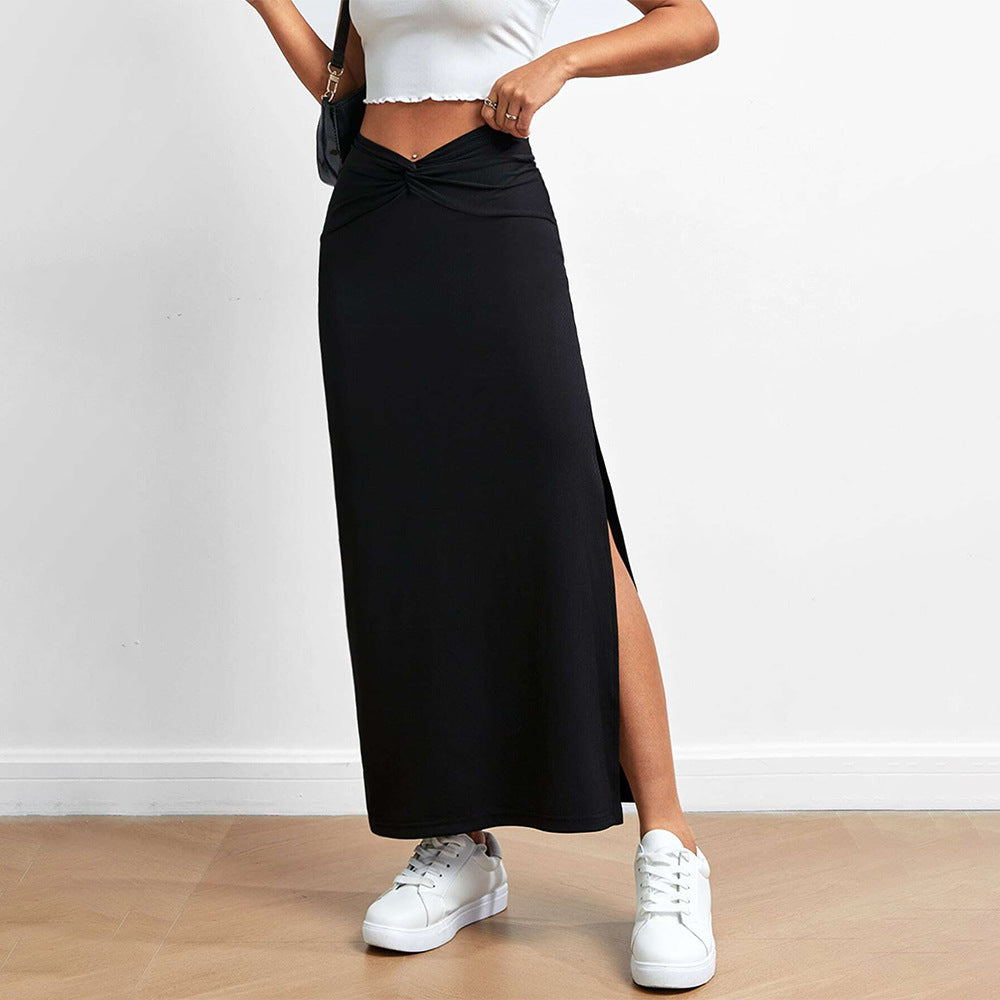 Damen Maxirock mit Seitenschlitz und Knotendetail - Eveloria