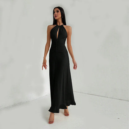 Eveloria Damen Maxikleid Schlüssel-Ausschnitt Fließender Saum