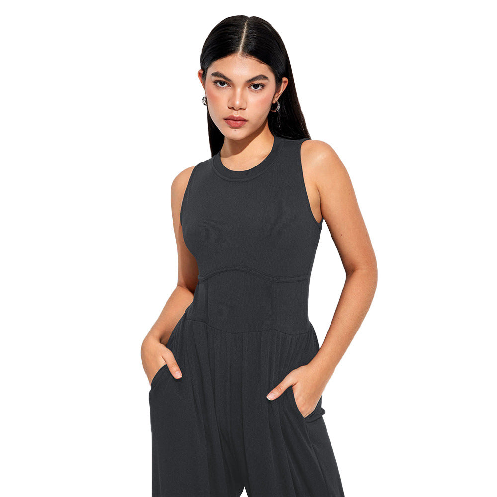 Damen Jumpsuit Hochbund mit Seitentaschen Eveloria